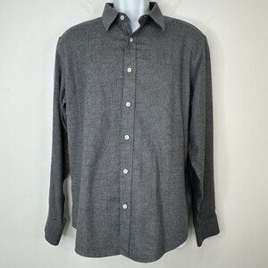 UNTUCKit Veneto WF Long Sleeve Shirt Gray Button Front Slim Fit Large Cotton